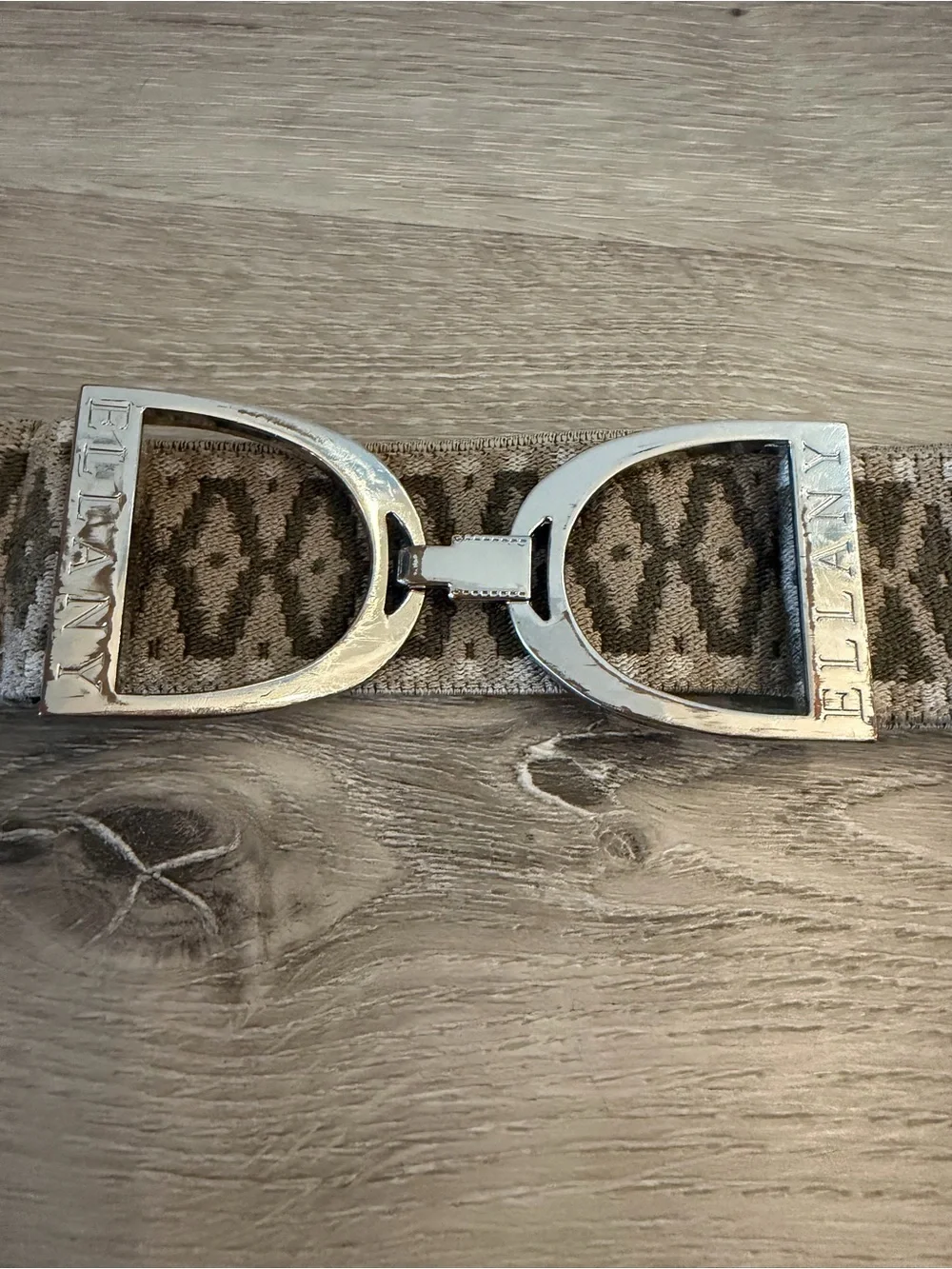 Hutson x Ellany Elastic Stirrup Patterned Equestrian Belt in Neutral Brown